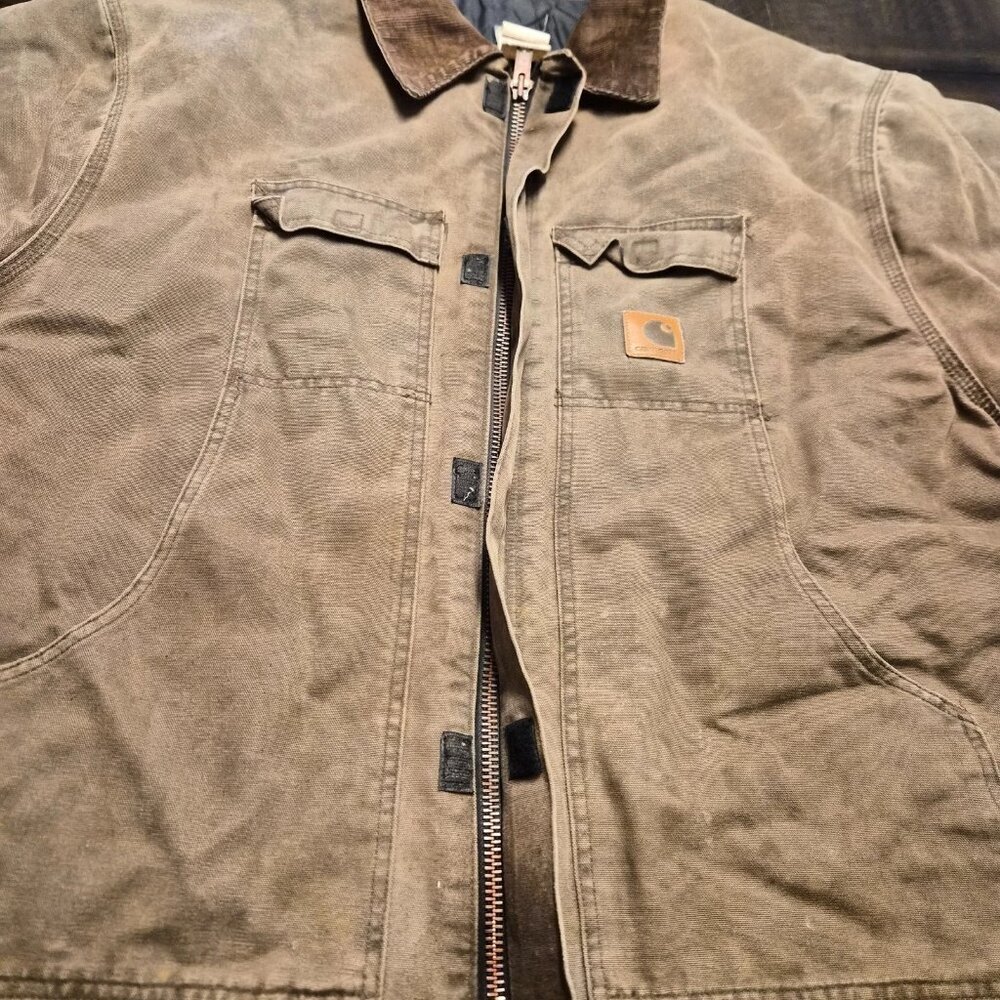 Vintage Carhartt C26 CHT Chore Coat Size 4XL Made In USA Duck Jacket Faded Brown - Picture 8 of 16